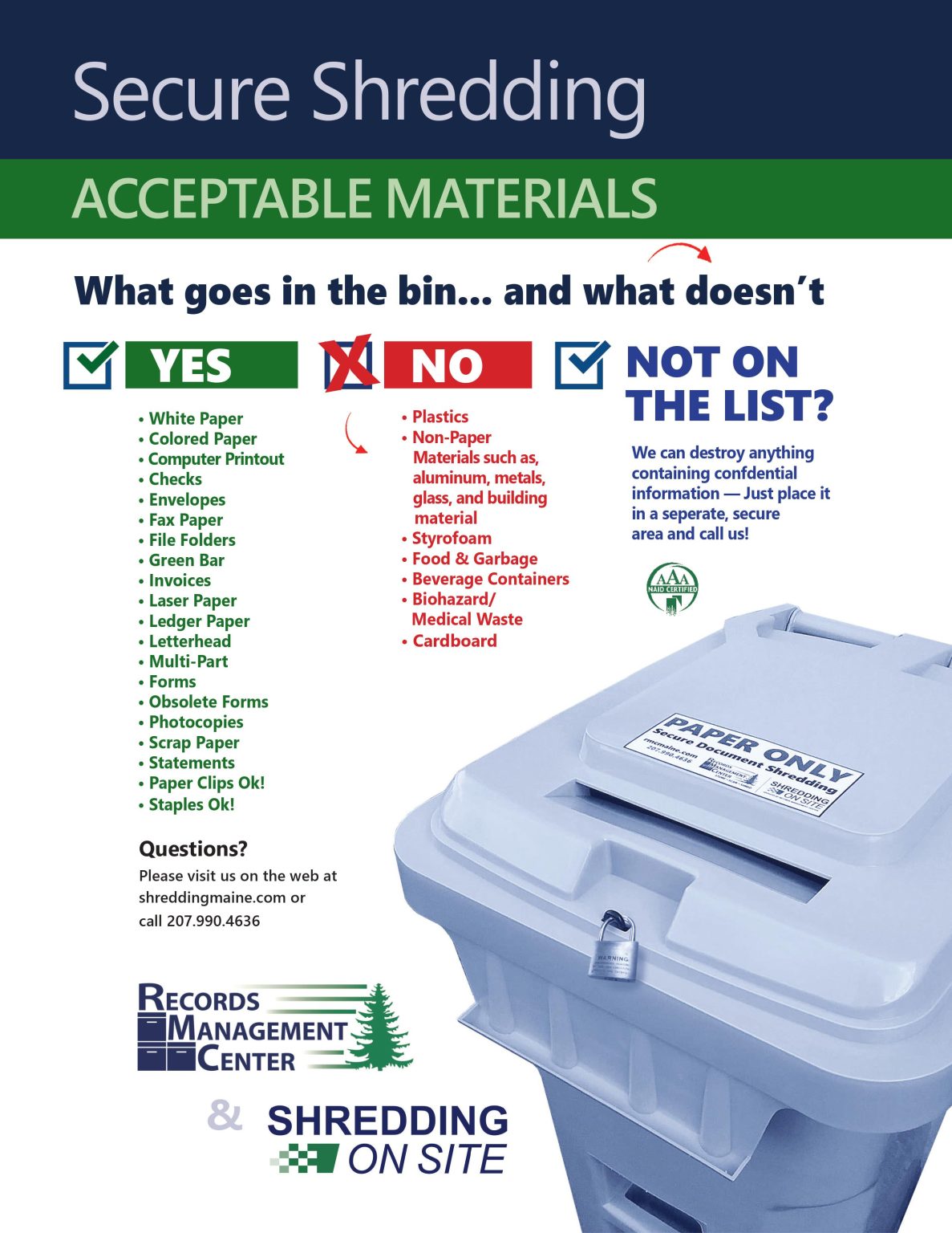 What Can I Put (Or Not Put) in a Shredding Bin? Records Management Center